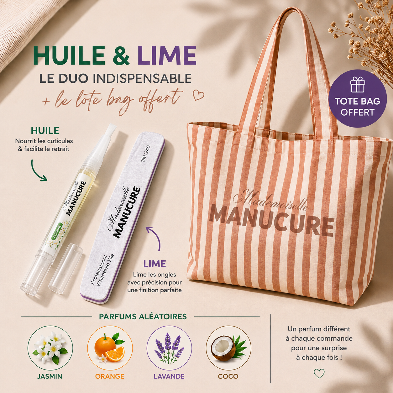 🎁 Tote bag offert + Huile & Lime – Le duo indispensable pour une manucure parfaite