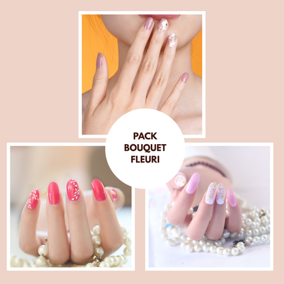 Pack 3 manucures: Bouquet Fleuri