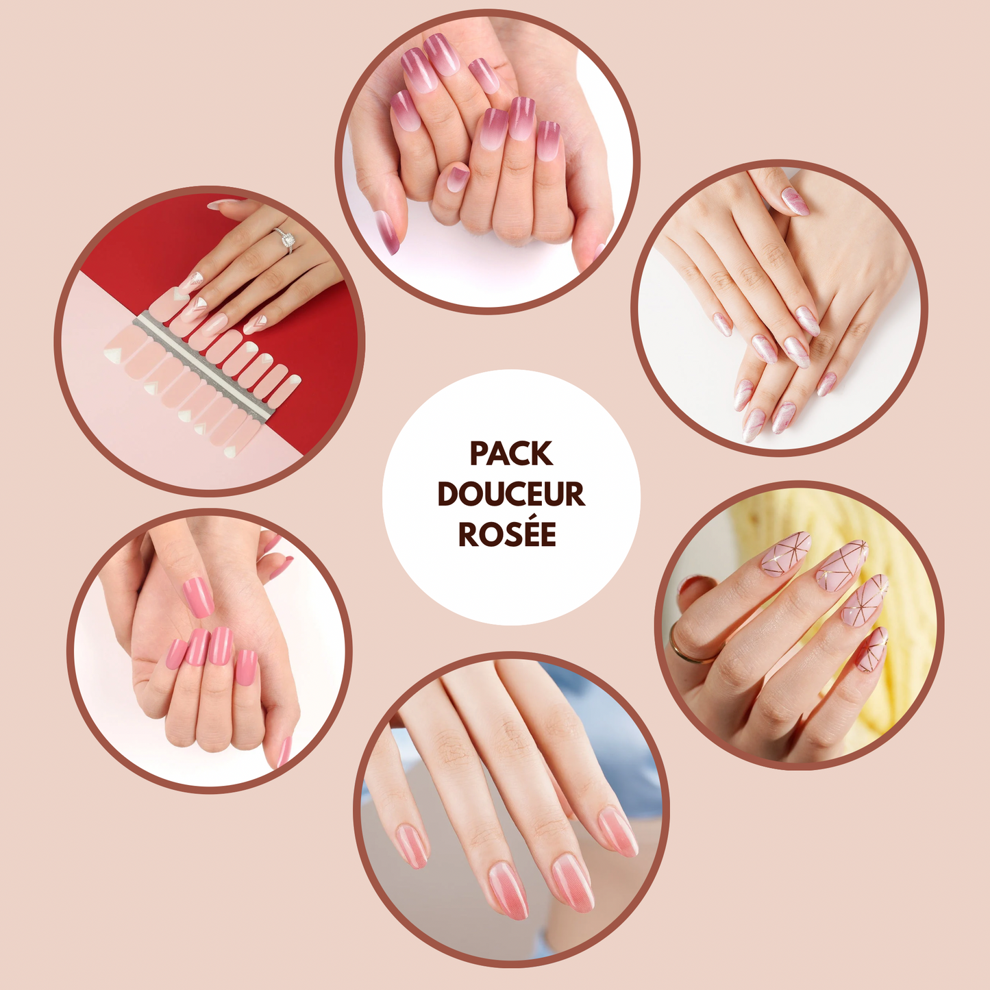 Pack 6 manucures: Douceur rosée